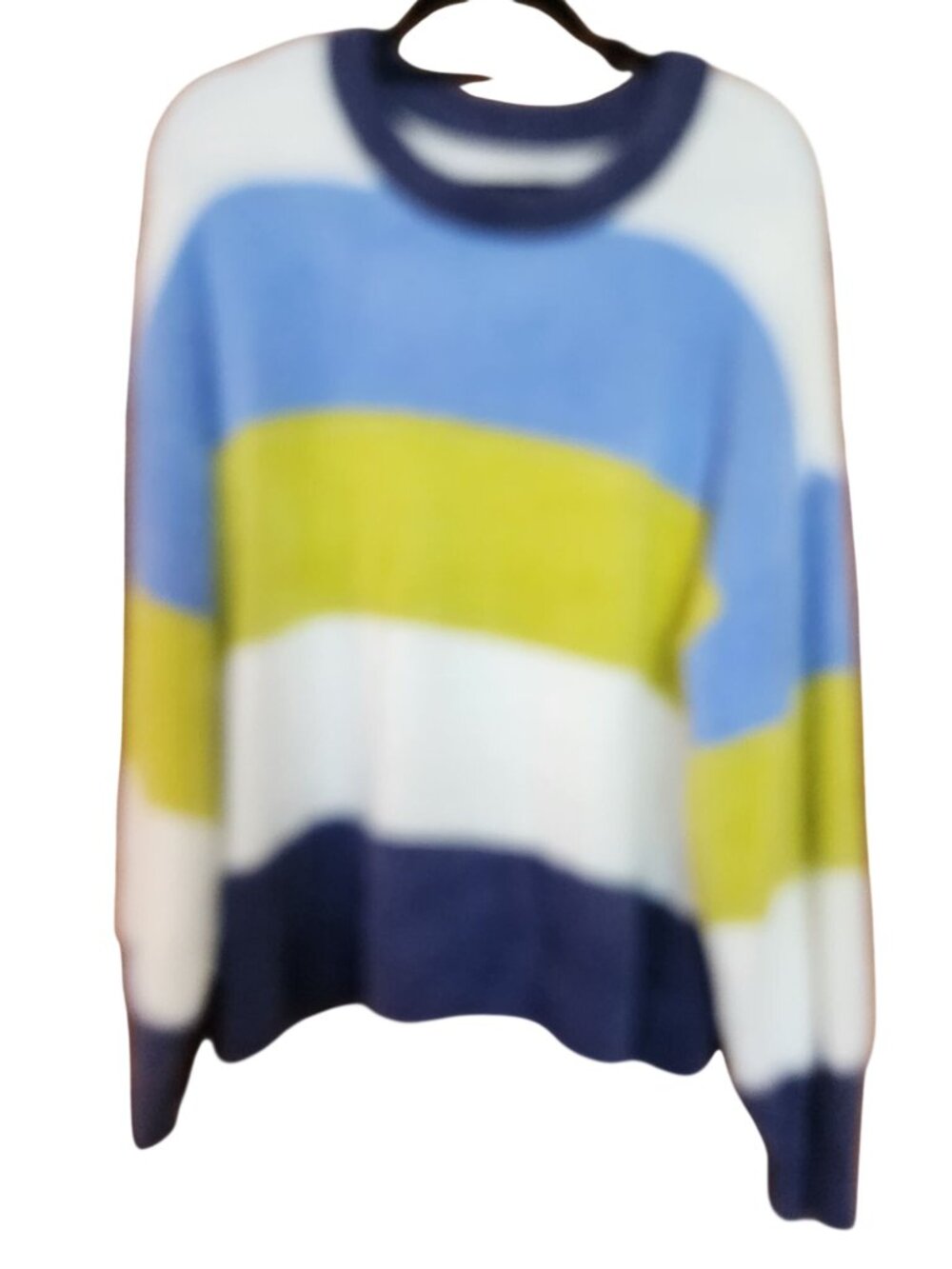 Aerie Flurry Crewneck Super Soft Fuzzy Sweater Striped Womens Size Small